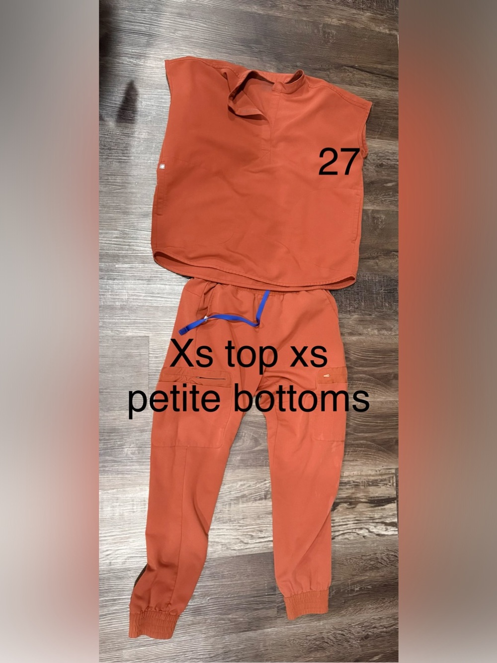 Women’s figs orange xs top xs petite bottoms